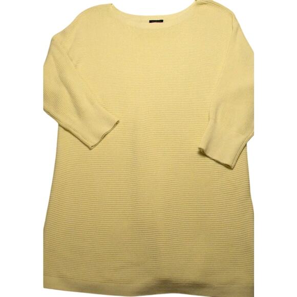 Talbots Cream Ribbed Knit Sweater Boatneck Long Sleeve Tunic Large Classic Comfy - Picture 1 of 3